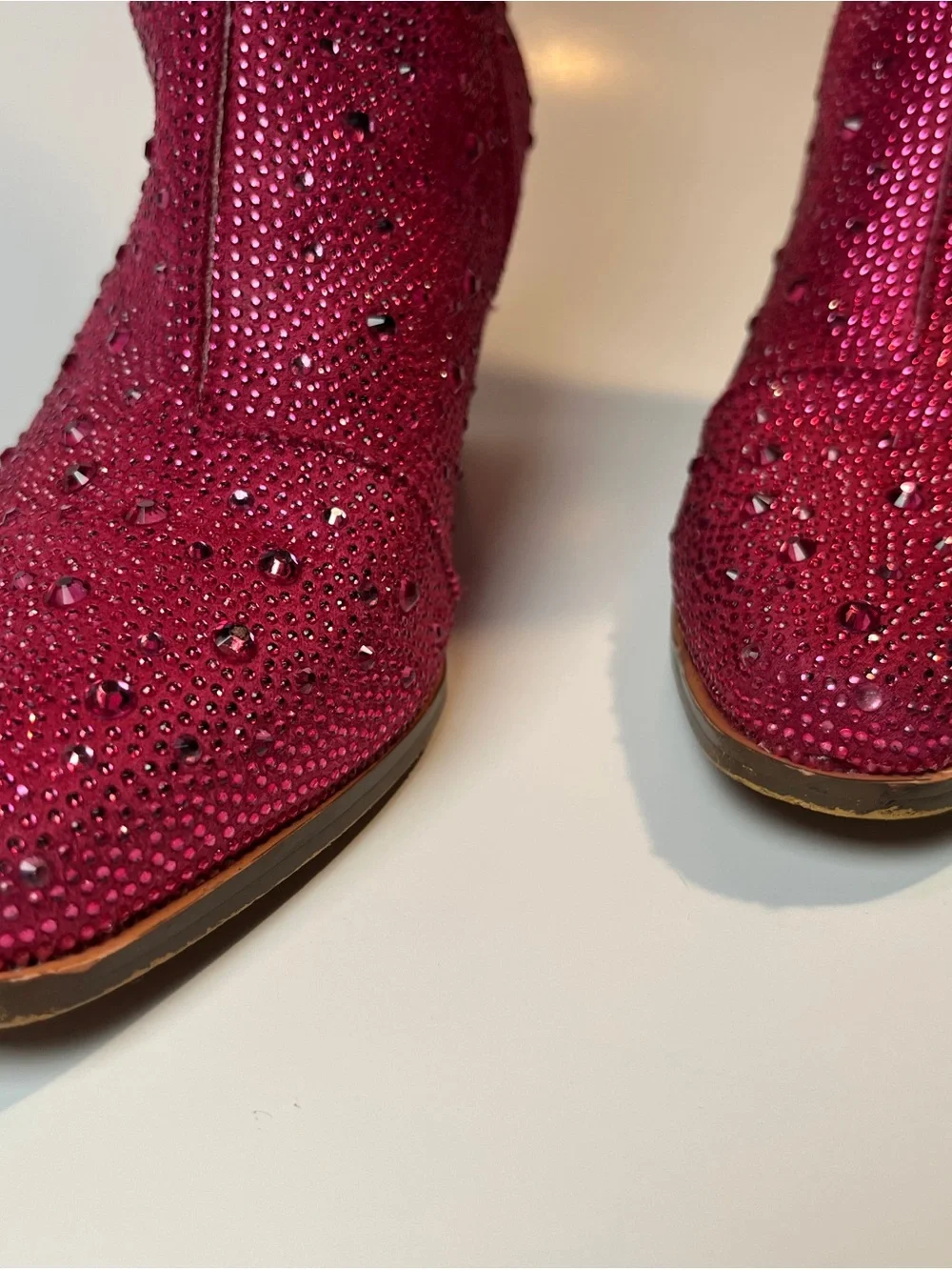 Hot Pink Rhinestone Knee-High Boots Sz 8.5